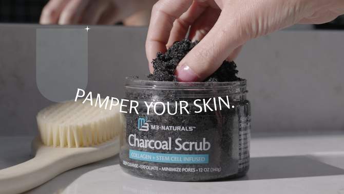 Charcoal Body Scrub, Exfoliating Body Scrub, M3 Naturals, 12oz, 2 of 12, play video