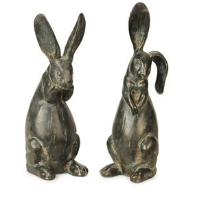 Floppy Ear Rabbit Statue Set – 16.5"H – Polystone Spring Decor – By Melrose - 1 of 3