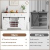 Aoxun 54" Farmhouse Buffet Sideboard with Sliding Barn Doors, 3 Drawers, Wine & Coffee Bar Storage Cabinet, White - 3 of 4