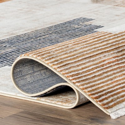 Navy and Beige Synthetic Southwestern Rectangular Area Rug