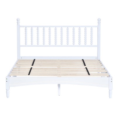 NicBex Queen Size Wood Bed Frame with Headboard,Wood Slat Support,Large Under Bed Storage,1000 Lb Capacity,White