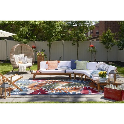Energetic Floral Multicolor Synthetic 6' x 9' Reversible Area Rug