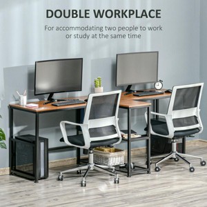 83" L-Shaped Double Computer Desk with Open Shelves, Dark Wood Grain Workstation for Home Office or Study Room -3irtyhousy - 1 of 4