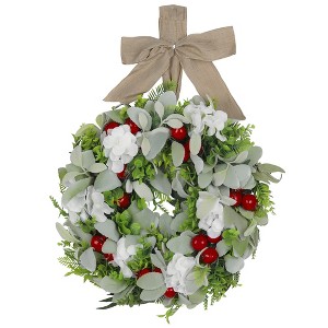 Unique Bargains Christmas Artificial Flower Wreaths with Berries for Front Door and Home Decor - 1 of 4