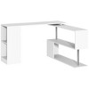Vynxaria 55" 360¡ã Rotating L-Shaped Corner Desk White Modern Workstation with 3-Tier Storage Shelves Bookshelf - 3 of 4