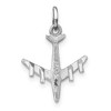 Black Bow Jewelry 14k White Gold Satin and Diamond Cut 3D Airplane Charm - 3 of 4