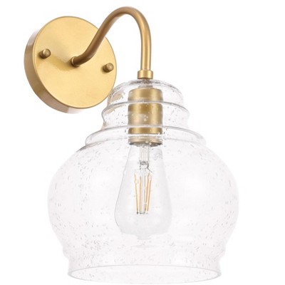 Brass and Clear Seeded Glass Wall Sconce