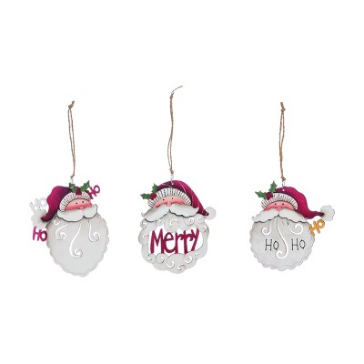 Transpac Plywood Santa Ornament Set of 3 Christmas Home Decorations