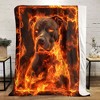 Flame Pitbull Print Soft Throw Blanket, Polyester Flannel Blanket, Cozy All Season Chair Mat, Ideal for Birthday, Christmas Gifts - 2 of 4