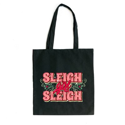 City Creek Prints Sleigh Girl Sleigh Canvas Tote Bag - 15x16 - Black