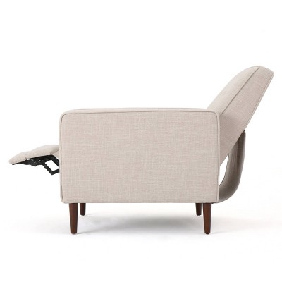 Cream Floral Mid-Century Modern Tufted Fabric Recliner