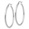 Black Bow Jewelry 2mm x 35mm 14k White Gold Classic Round Hoop Earrings - 2 of 4