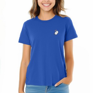 DALIX Heartly Ghost Embroidered Soft Cotton Short Sleeve T Shirt Womens - 1 of 4