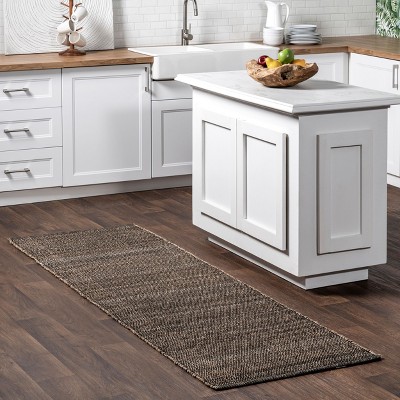 Handmade Charcoal Cotton Jute Blend Runner Rug