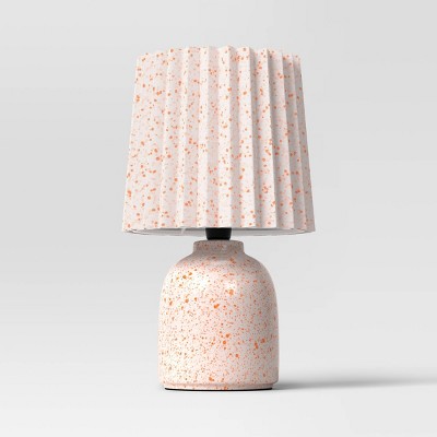 Mini Printed Ceramic Base Table Lamp with Printed Pleated Shade Peach - Room Essentials™