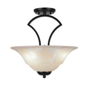 Toltec Lighting Zilo 3 - Light Flush Mount in  Matte Black with 16" Amber Marble Shade - 1 of 1