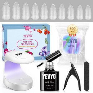 YEVYO Matte Almond Gel X Nail Tips with Nail Glue Gel and UV Nail Lamp On Fake Nails - 500 PCS - 1 of 4