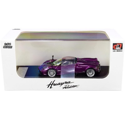 Pagani Huayra Roadster Purple Metallic with Carbon Top and Carbon Accents 1/64 Diecast Model Car by LCD Models