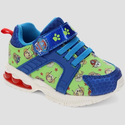 Paw Patrol Running Shoes for Toddlers, Paw Patrol Mismatch Sneaker with Hook-and-Loop Strap, Blue/Green, Toddler Size 7 to Little Kid Size 12