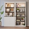 White Bookshelf with Doors & Storage Cabinet, 5-Tier Tall Bookcase with Adjustable Lights and Shelves - 3 of 4
