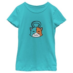 Girl's Fortnite Meowscles Dumbbell T-Shirt - 1 of 4