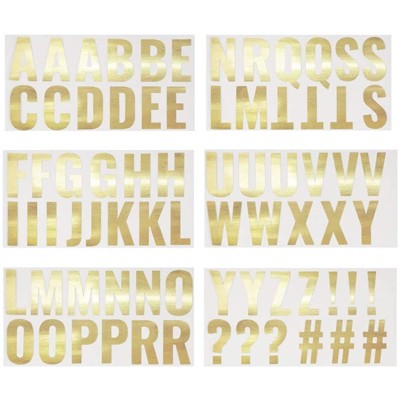 Letter Stickers - 74-Count Gold Foil Alphabet Sticker, Self Adhesive Decorative Sticker for Kids Art & Craft, DIY, Scrapbook, 2x2.5"