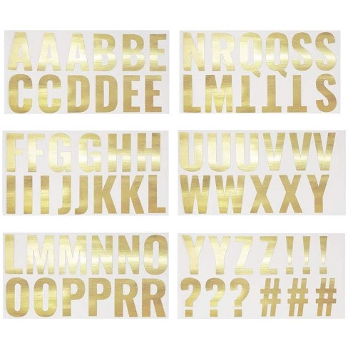 Letter Stickers - 74-count Gold Foil Alphabet Sticker, Self