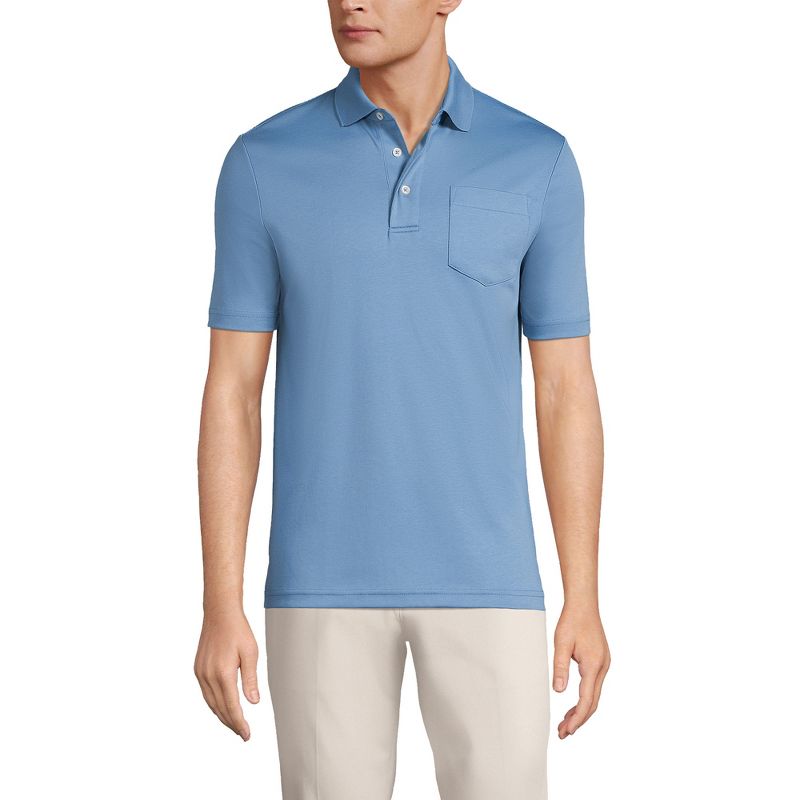 Lands' End Men's Short Sleeve Cotton Supima Polo Shirt with Pocket, 1 of 5