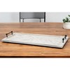 HomeRoots 35" White and Natural Wood Indoor Outdoor Tray With Handles - 2 of 4