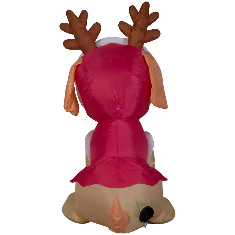 Gemmy Christmas Airblown Inflatable Skye in Pink Snow Outfit w/Antlers Nick, 3.5 ft Tall,, 5 of 7