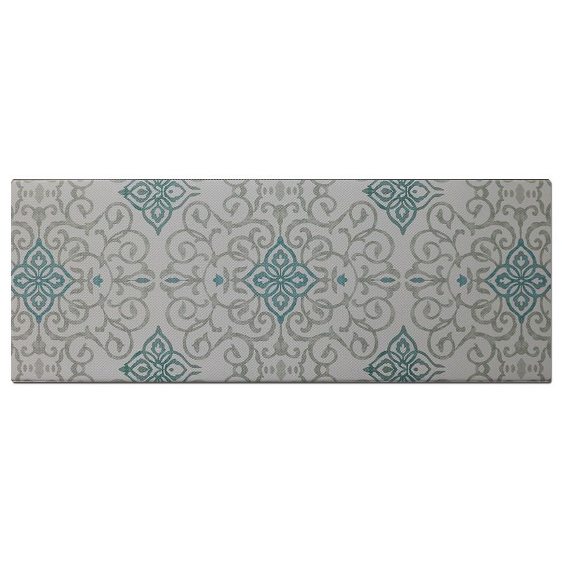 J&V TEXTILES 20" x 55" Oversized Cushioned Anti-Fatigue Kitchen Runner Mat (Rustic Medallion Cream), 1 of 6