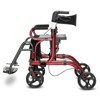 Gymax 2-in-1 Rollator Walker & Wheelchair Combo with Adjustable Handlebar Handbrake Removable Bag Senior Mobility Aid Blue/Black/Red - 4 of 4