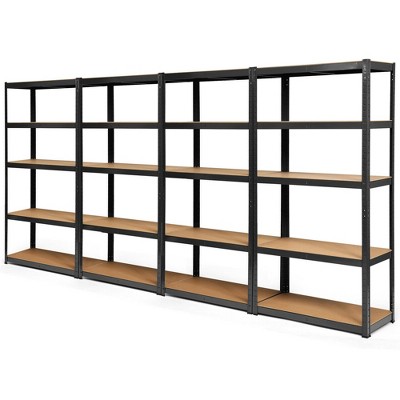Tangkula 1/2/3/4PCS 72" Metal 5-Tier Garage Storage Rack Shelf Adjustable Freestanding Black