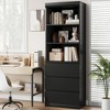 70" Bookcase with Drawers, Tall Bookshelf Farmhouse Bookcases Wooden Deep Bookshelves Storage Cabinet Organizer for Living Room, Study,Home Office - 4 of 4