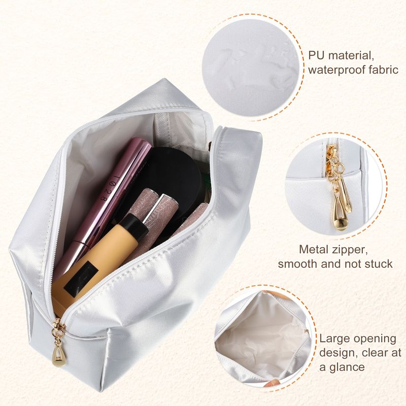 Unique Bargains Nylon Portable Travel Cosmetic Bag White 6.89"x2.36"x4.33" 1 Pc, 5 of 7