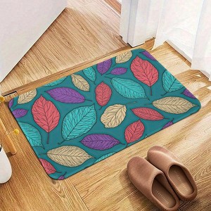 Colorful Leaves Print Art Bathroom Rugs Winter Bath Mat Absorbent Non Slip Bathroom Mat Christmas Soft Floor Carpet 16x20 Inches - 1 of 1