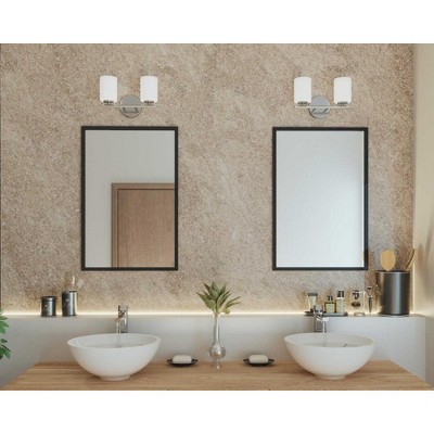 Brushed Nickel 2-Light Bath Vanity with Porcelain Shades