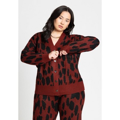 ELOQUII Women's Plus Size Printed Longline Cardigan