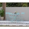 Carolina Living Bistro 36" Round Folding Outdoor Table - Umbrella Hole - Teal - 2 of 4