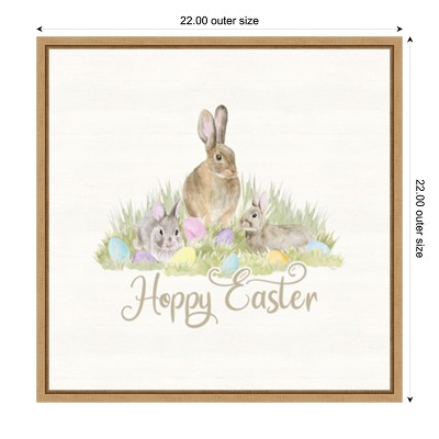 Hoppy Easter Bunny and Eggs Framed Canvas Wall Art