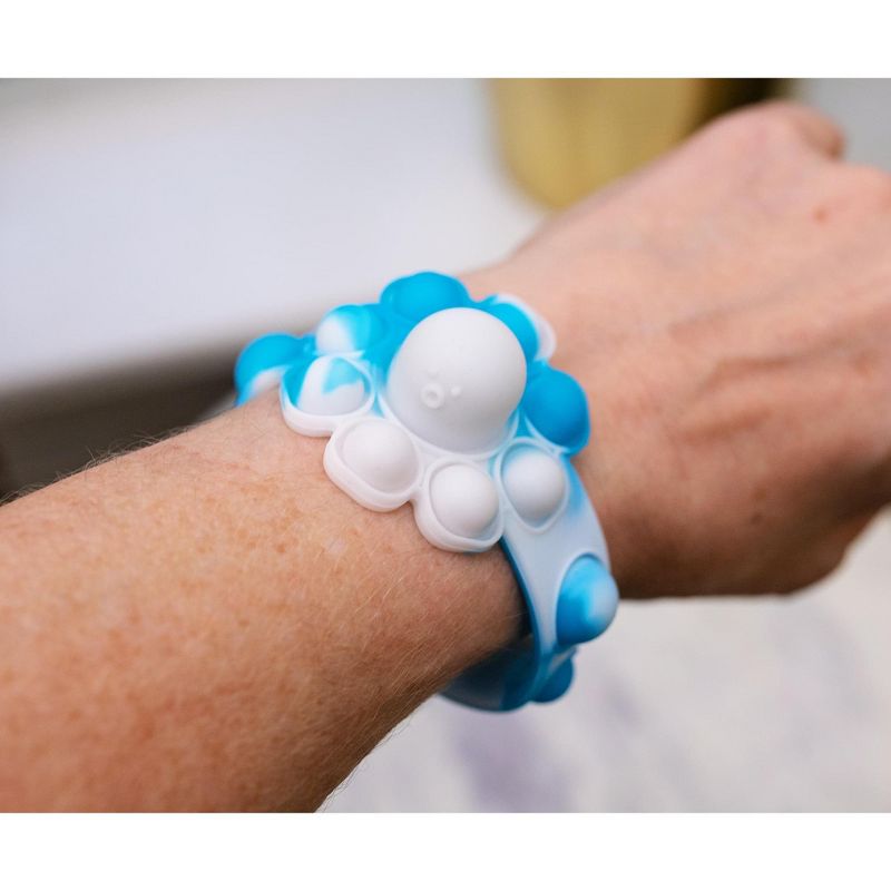 Toynk Pop Fidget Toy 13-Button Blue and White Flower Bracelet Accessory, 3 of 8