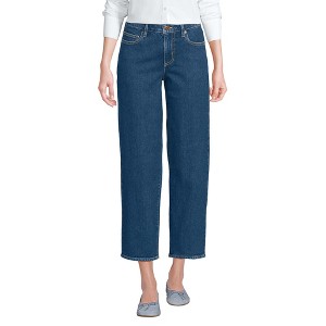 Lands' End Women's Soft Denim Mid Rise Relaxed Straight Crop Jeans - 1 of 3