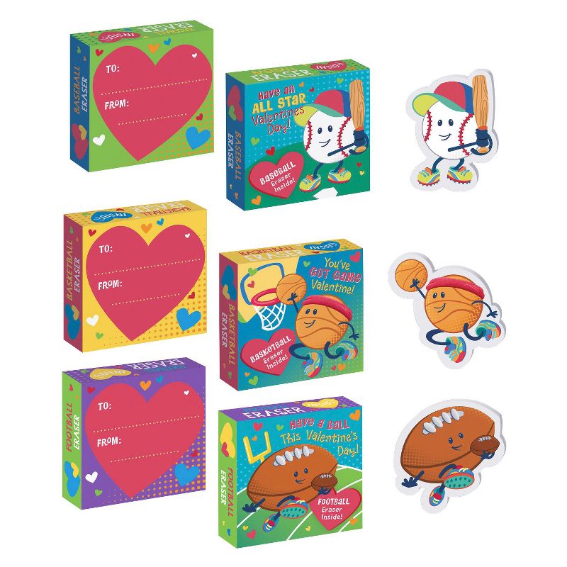Peaceable Kingdom Sports Eraser Valentines - Set of 28 Mini Sports Valentines Boxes with Erasers - Ages 4 and Up, 2 of 3