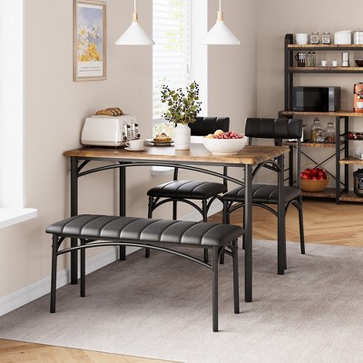 Whizmax Dining Table Set for 4, Kitchen Table with Upholstered Chairs and Bench, Kitchen Table Set for Small Space, Apartment, Home, Studio