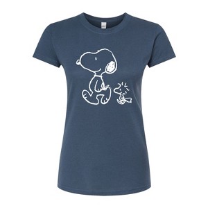 Women's - Peanuts - I'll Follow You Snoopy & Woodstock Juniors Fitted Graphic T-Shirt - 1 of 3