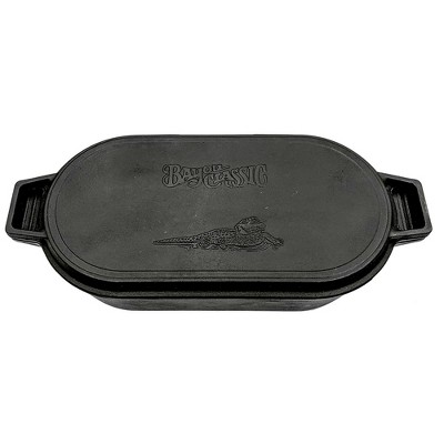 Bayou Classic Black Cast Iron 6-Quart Oval Fryer with Lid