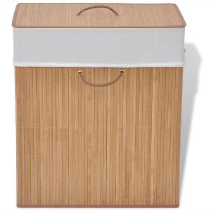 vidaXL Bamboo Laundry Bin Rectangular Natural - 1 of 4