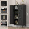 Metal 2-Door Adjustable Storage Cabinet, Steel Pantry Locker for Kitchen, Living Room, Dining Room & Office - 3 of 4