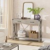 Farmhouse Console Table, 47 Inch Narrow Long Entryway Table with 2 Drawers Storage, 2 Tier Wood Console - 3 of 4