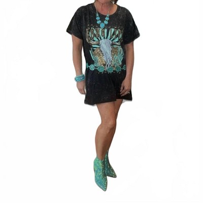 Women's Long Live Tee Shirt Tunic Dress - Zutter